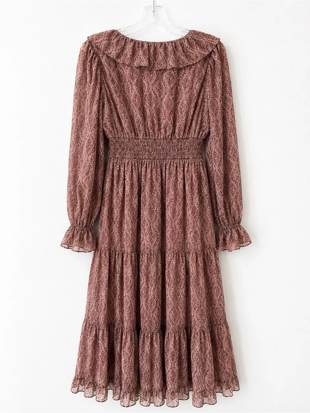Moon River Anthropologie Dusty Rose Boho Prairie Cottagecore Tiered Maxi Dress S - Picture 3 of 6